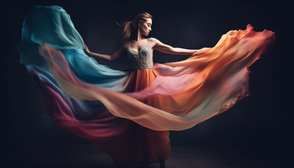 Wie wäre es mit einer harmonischen Kombination verschiedener Farben für dein Hochzeitskleid?